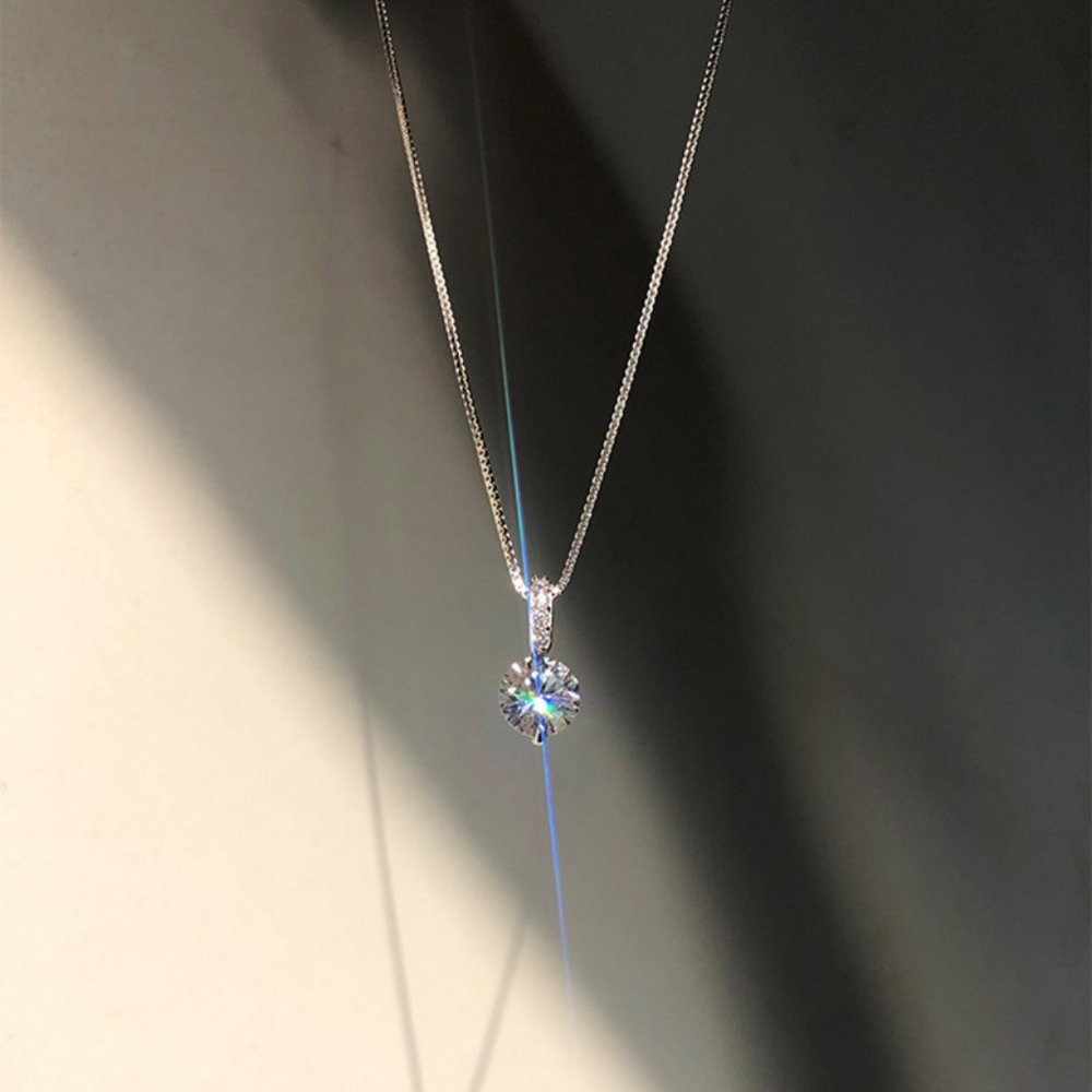*925 Silver 2CT Solitaire Diamond Necklace A1 - Picture 6 of 7
